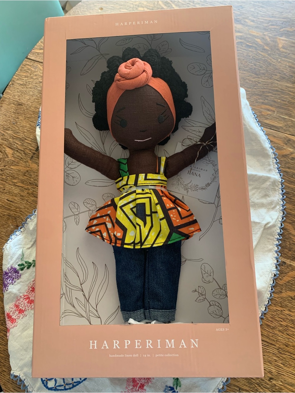 Kids Orange & Yellow Printed Top Doll Outfit
